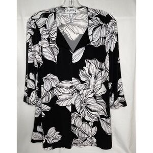 Joseph Ribkoff Floral Tunic Black and White Size 8